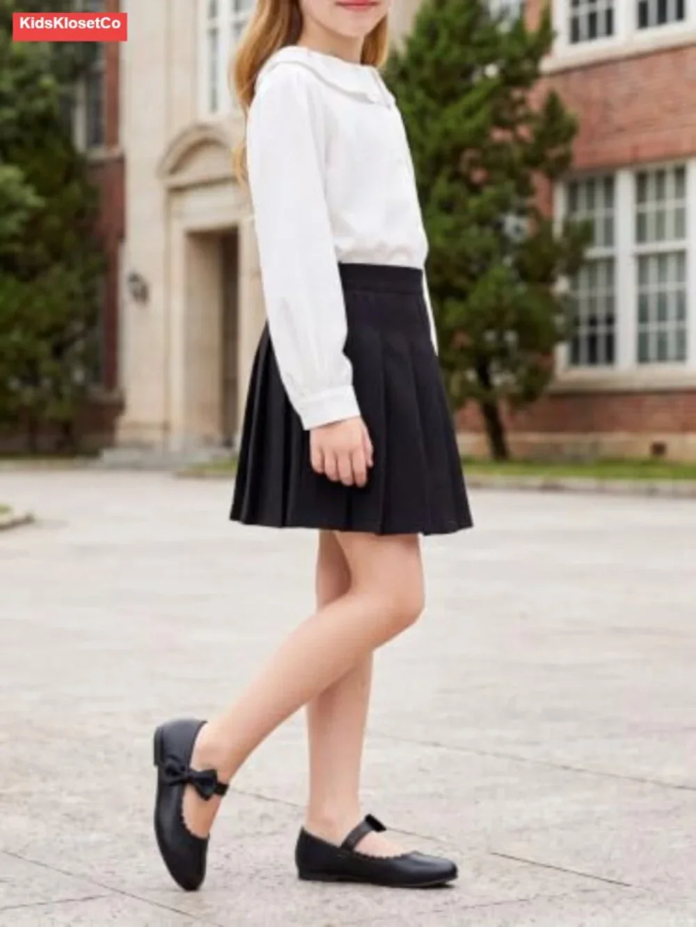 Girls Mary Jane Flats Faux Leather Bow Ballet Dress Shoes